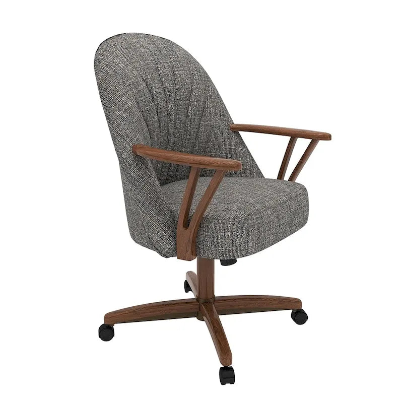 Chaise de salle à manger avec roulettes, placage noyer