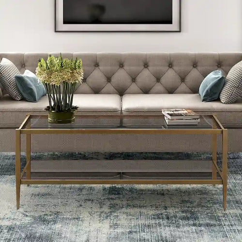 Table basse rectangulaire de 45 de large avec étagère miroir