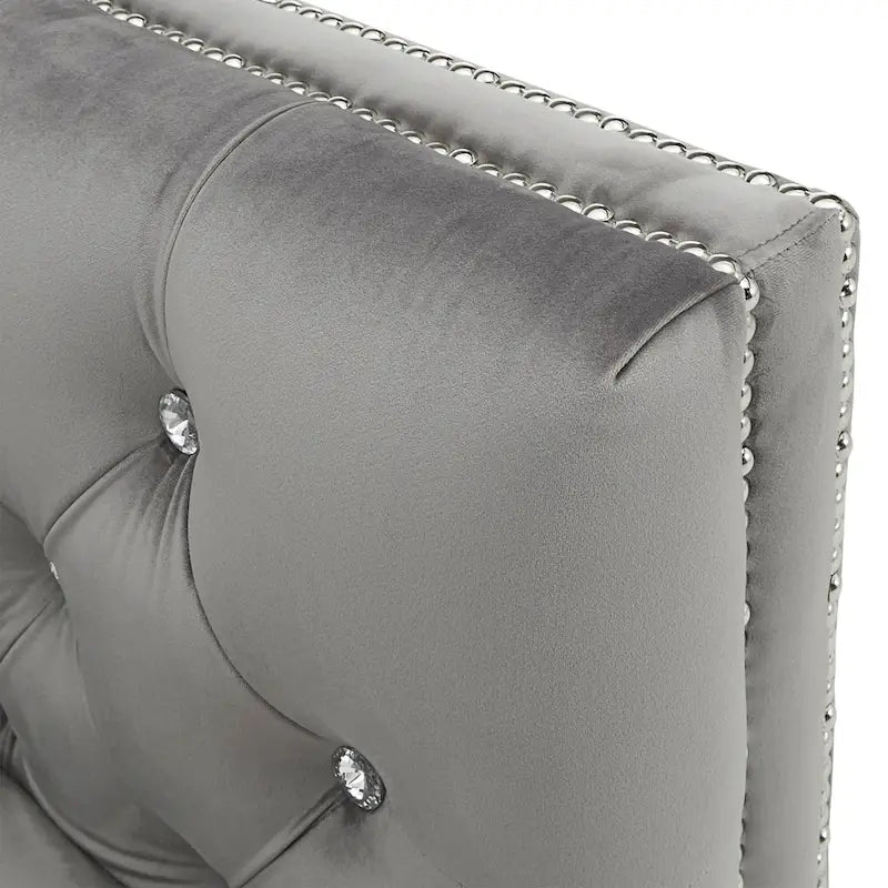Sièges en velours gris capitonnés Jewel, ornés de rivets