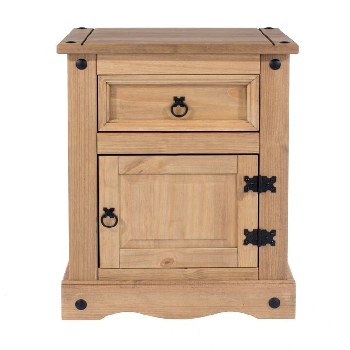 Table de chevet en bois à une porte et un tiroir