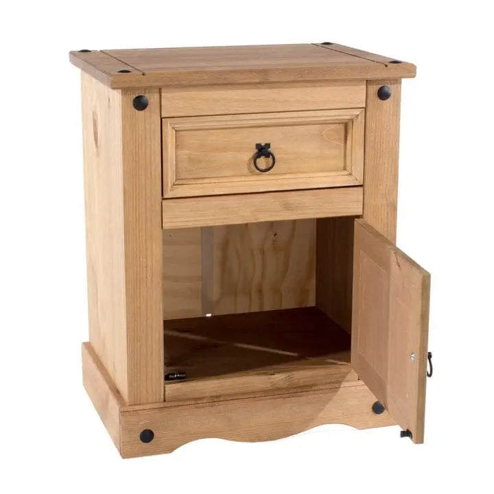Table de chevet en bois à une porte et un tiroir