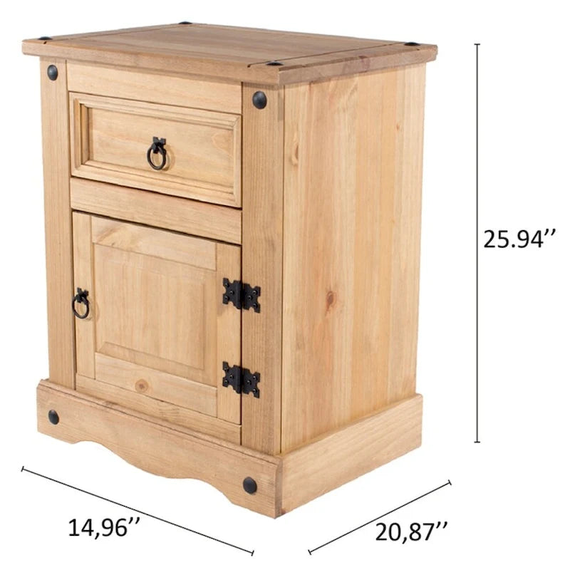 Table de chevet en bois à une porte et un tiroir