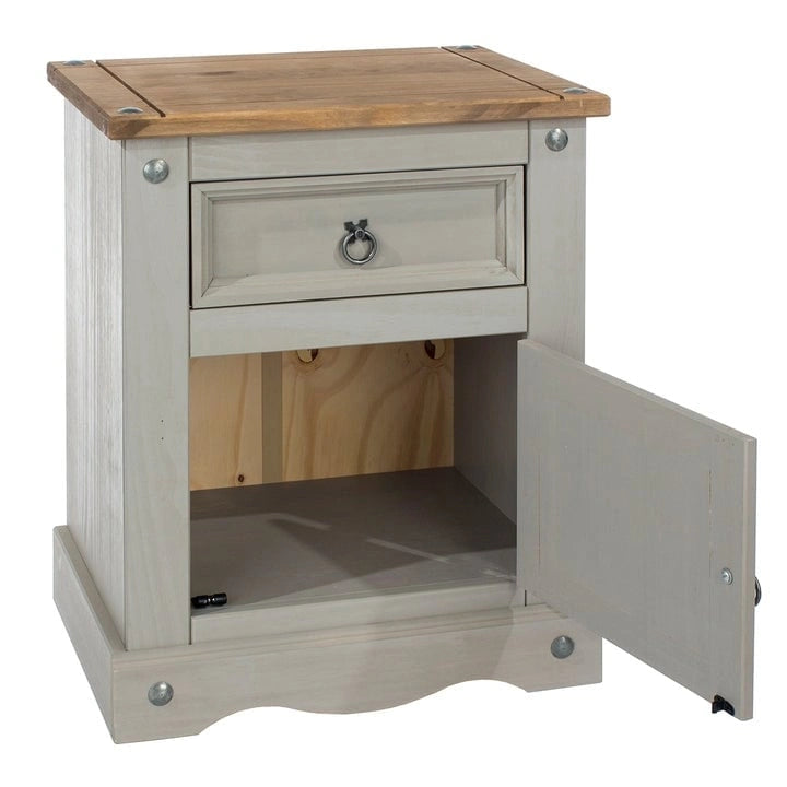 Table de chevet en bois à une porte et un tiroir
