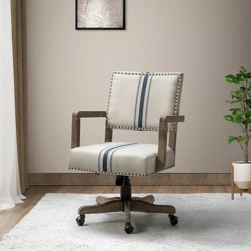 Chaise de bureau moderne pivotante, réglable en hauteur, avec garniture cloutée.
