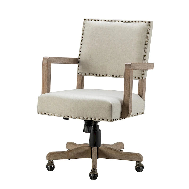 Chaise de bureau moderne pivotante, réglable en hauteur, avec garniture cloutée.
