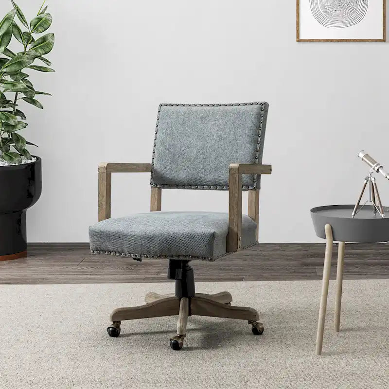 Chaise de bureau moderne pivotante, réglable en hauteur, avec garniture cloutée.