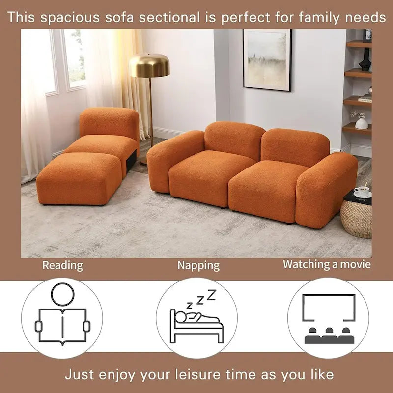 Canapé 3 places rembourré avec méridienne pour salon