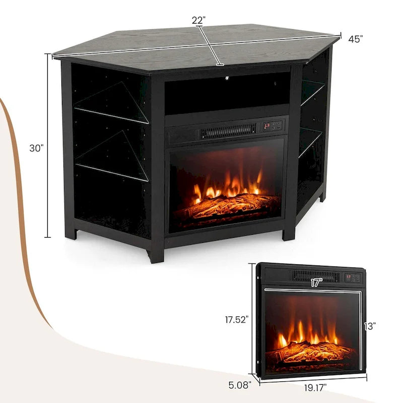 Meuble TV Cheminée avec lumières LED et foyer électrique de 18 pouces pour - Voir détails