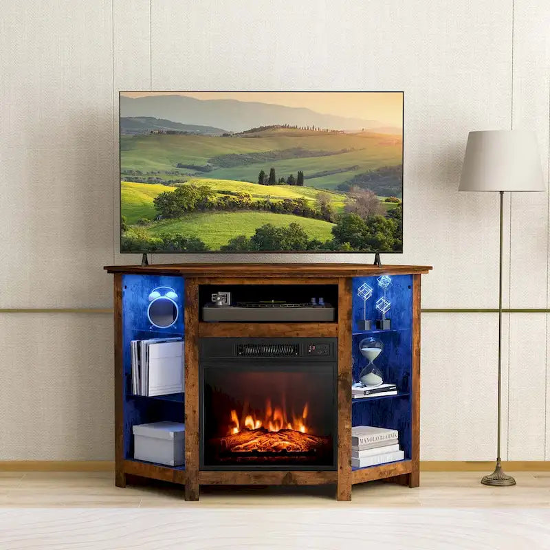 Meuble TV Cheminée avec lumières LED et foyer électrique de 18 pouces pour - Voir détails