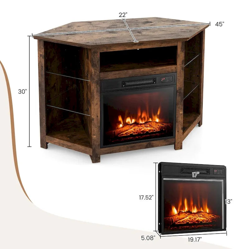 Meuble TV Cheminée avec lumières LED et foyer électrique de 18 pouces pour - Voir détails