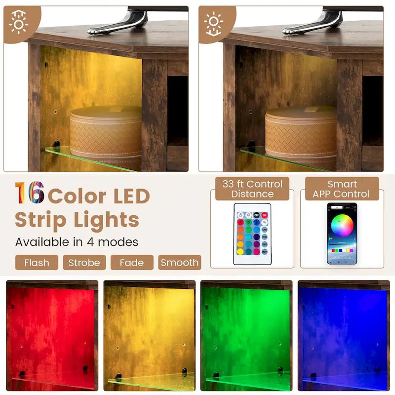 Meuble TV Cheminée avec lumières LED et foyer électrique de 18 pouces pour - Voir détails
