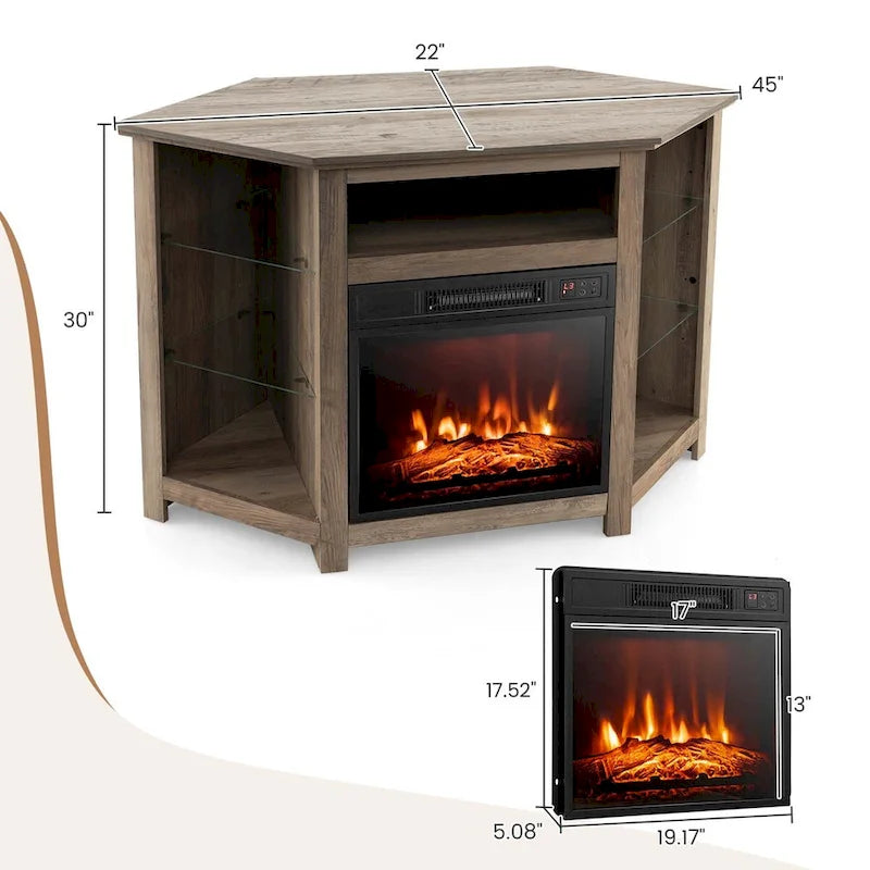 Meuble TV Cheminée avec lumières LED et foyer électrique de 18 pouces pour - Voir détails