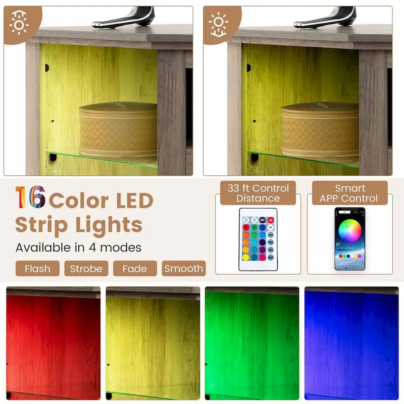 Meuble TV Cheminée avec lumières LED et foyer électrique de 18 pouces pour - Voir détails