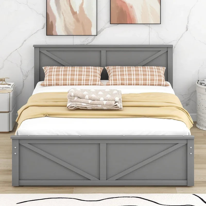 Lit plateforme en bois avec 4 tiroirs de rangement et pieds de soutien