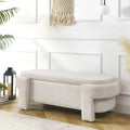 Banc rembourré en tissu de lin avec grand espace de rangement