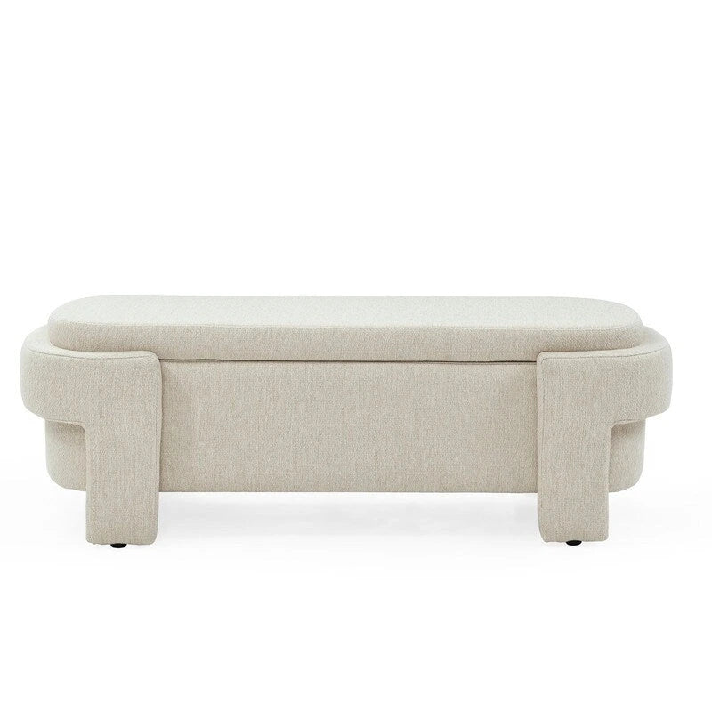 Banc rembourré en tissu de lin avec grand espace de rangement