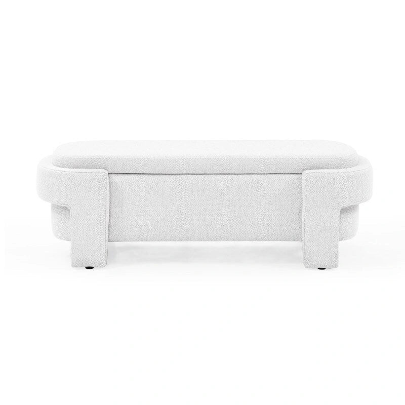 Banc rembourré en tissu de lin avec grand espace de rangement