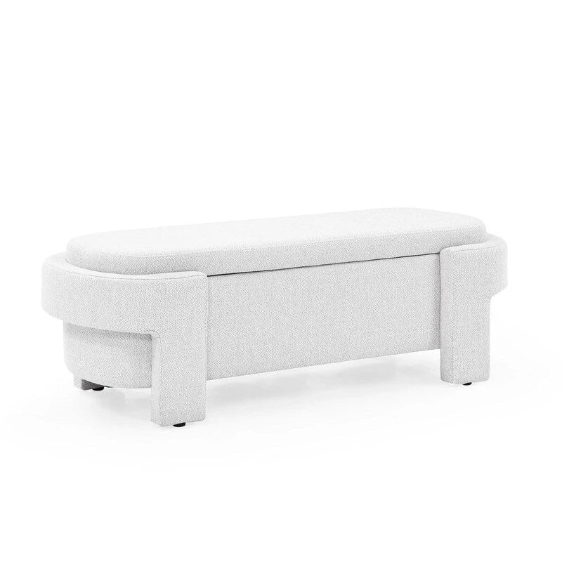 Banc rembourré en tissu de lin avec grand espace de rangement