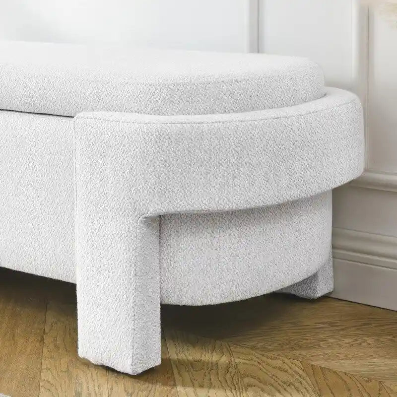 Banc rembourré en tissu de lin avec grand espace de rangement