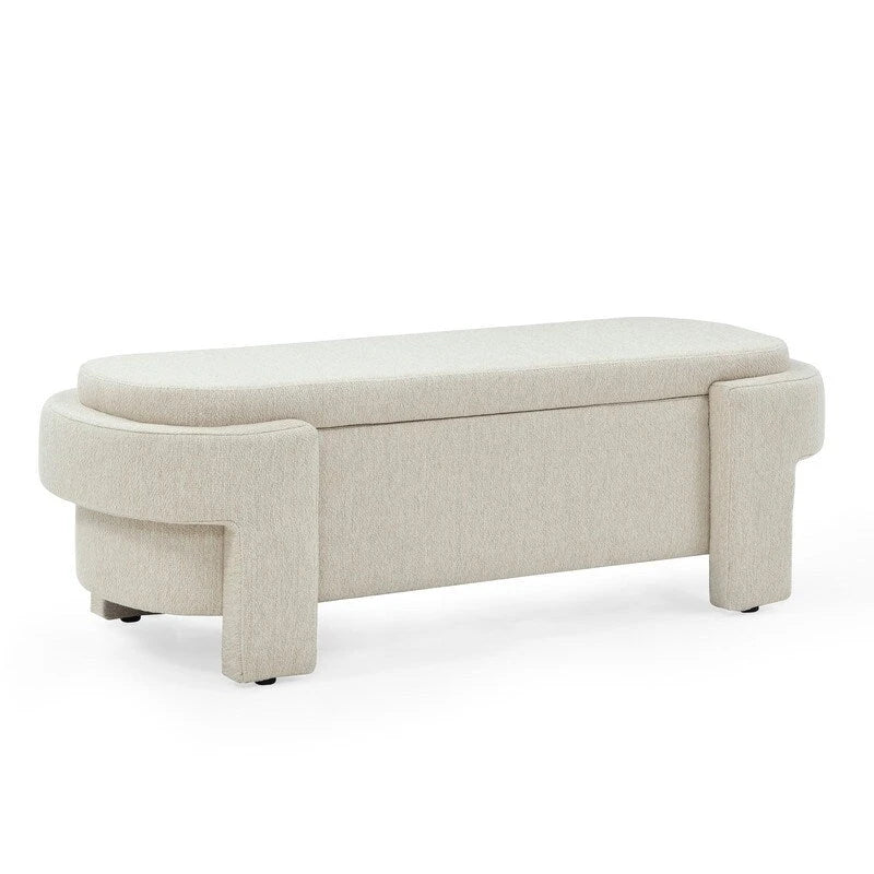 Banc rembourré en tissu de lin avec grand espace de rangement