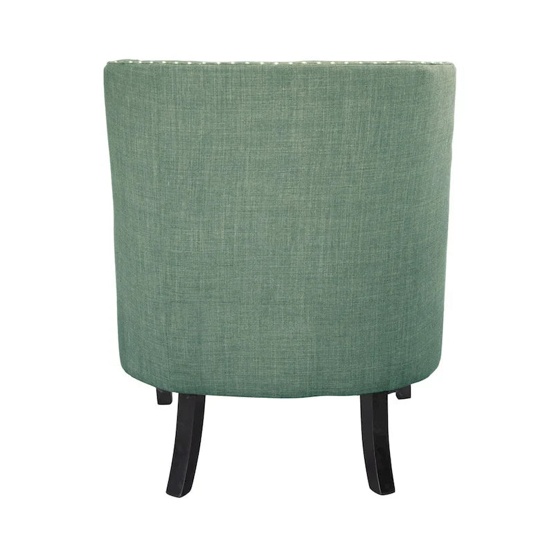 Fauteuil d'appoint en chenille sarcelle avec dossier capitonné