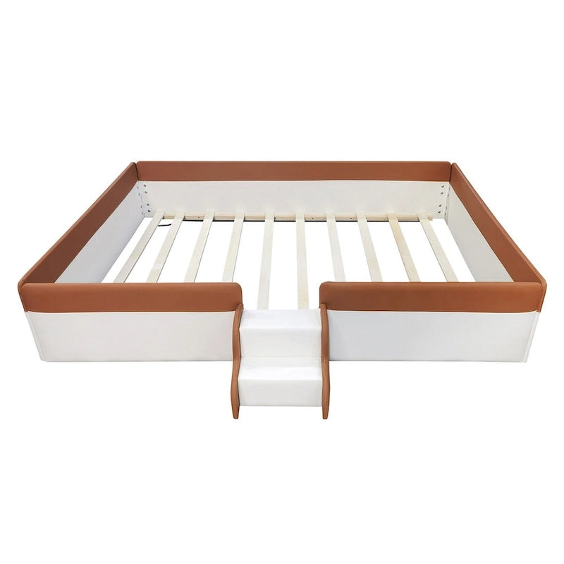 Cadre de lit de repos capitonné King Size avec clôture et escalier