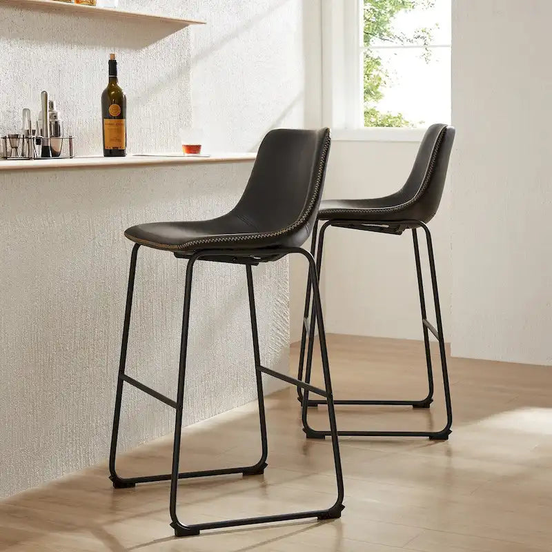 Tabourets de bar en cuir de 76 cm de hauteur de comptoir