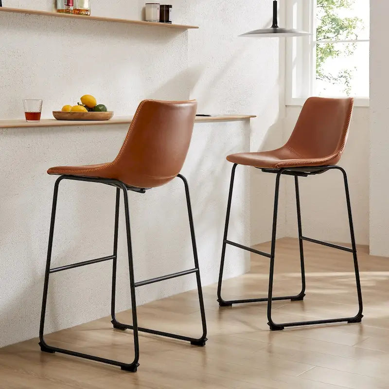 Tabourets de bar en cuir de 76 cm de hauteur de comptoir