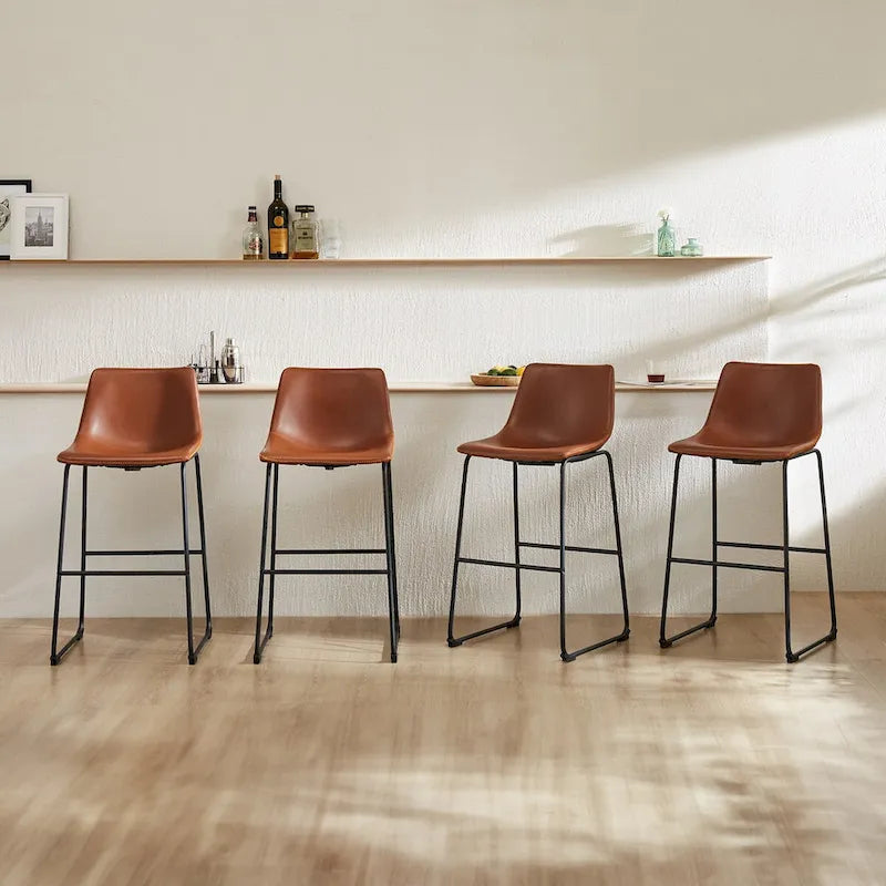 Tabourets de bar en cuir de 76 cm de hauteur de comptoir