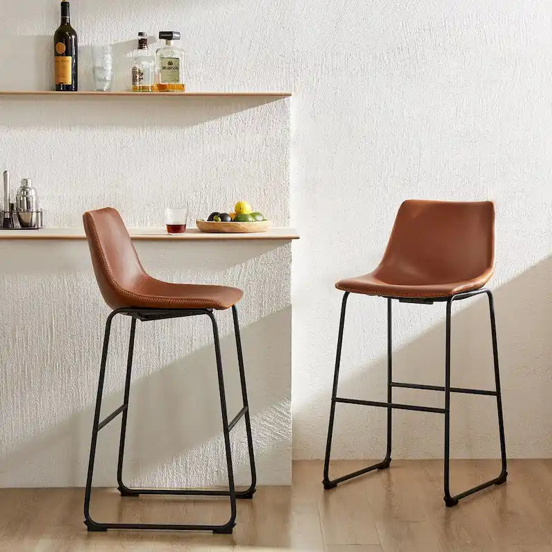 Tabourets de bar en cuir de 76 cm de hauteur de comptoir