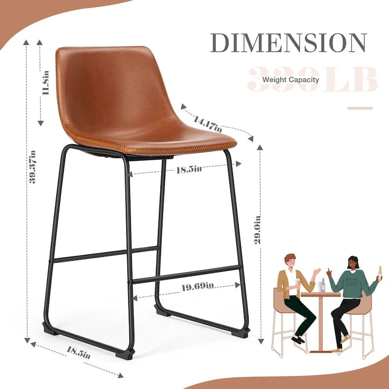 Tabourets de bar en cuir de 76 cm de hauteur de comptoir