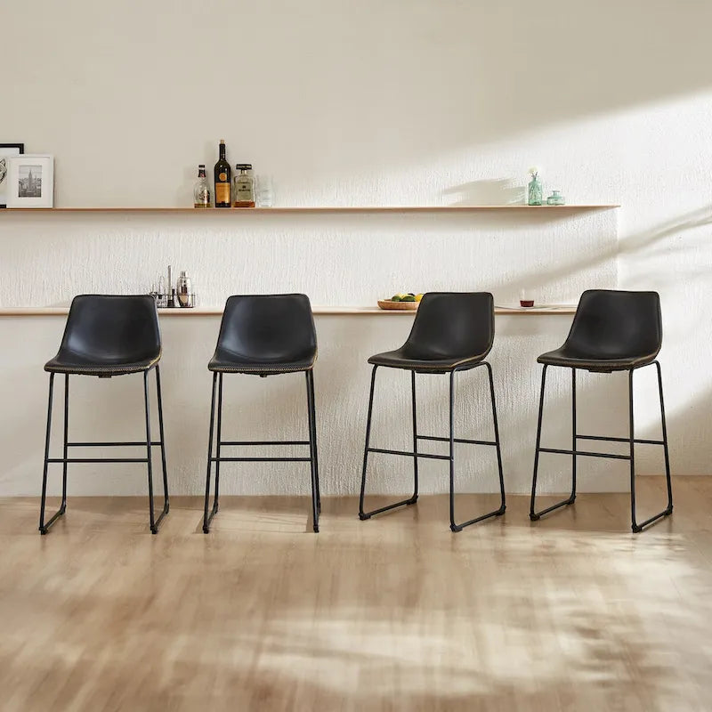 Tabourets de bar en cuir de 76 cm de hauteur de comptoir