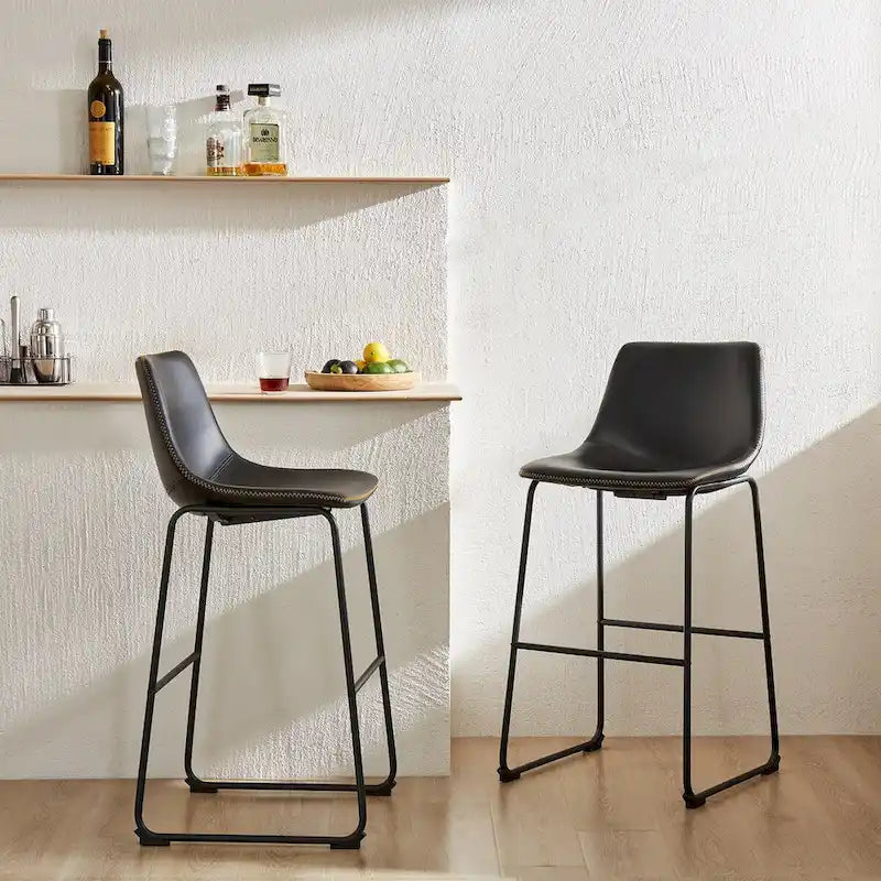 Tabourets de bar en cuir de 76 cm de hauteur de comptoir