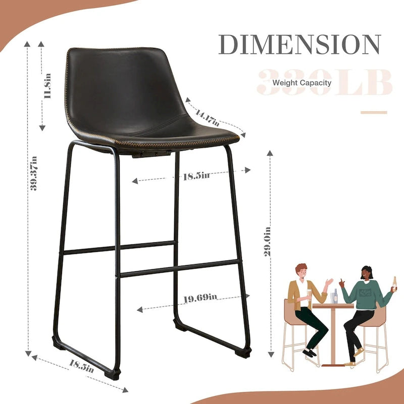 Tabourets de bar en cuir de 76 cm de hauteur de comptoir