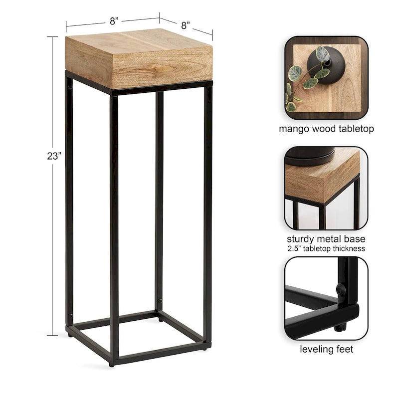 Table d'appoint en bois et métal – 8x8x23