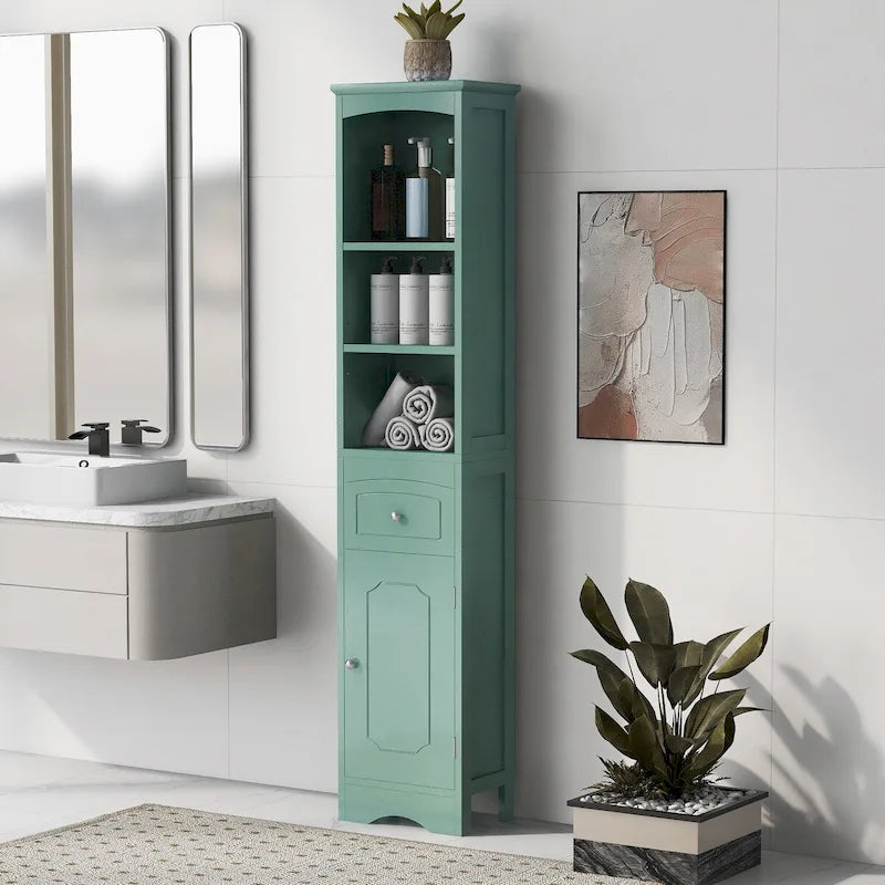 Armoire de rangement de salle de bain autoportante de 67 po avec portes et étagères réglables