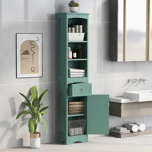 Armoire de rangement de salle de bain autoportante de 67 po avec portes et étagères réglables