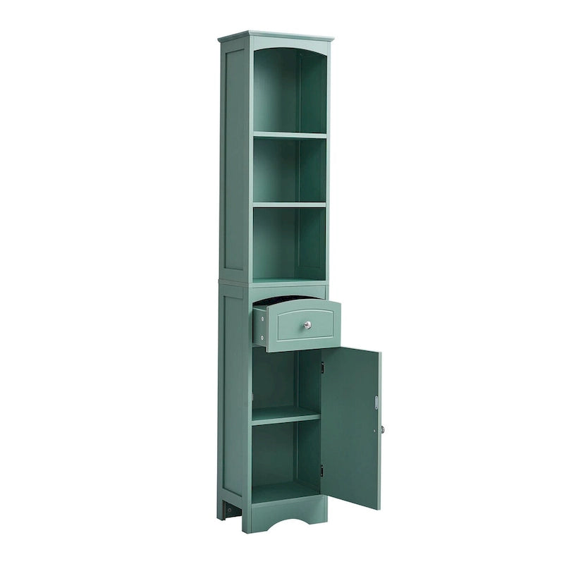 Armoire de rangement de salle de bain autoportante de 67 po avec portes et étagères réglables