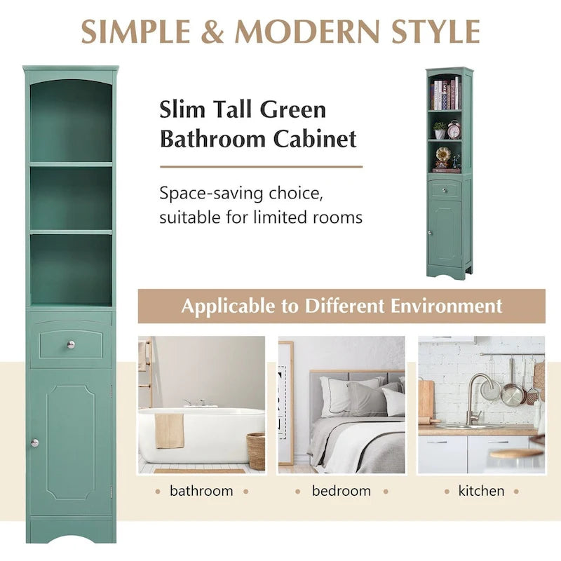 Armoire de rangement de salle de bain autoportante de 67 po avec portes et étagères réglables