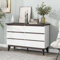 Commode double 6 tiroirs avec tiroirs larges, commode blanche pour chambre à coucher, commode de rangement en bois pour salon couloir