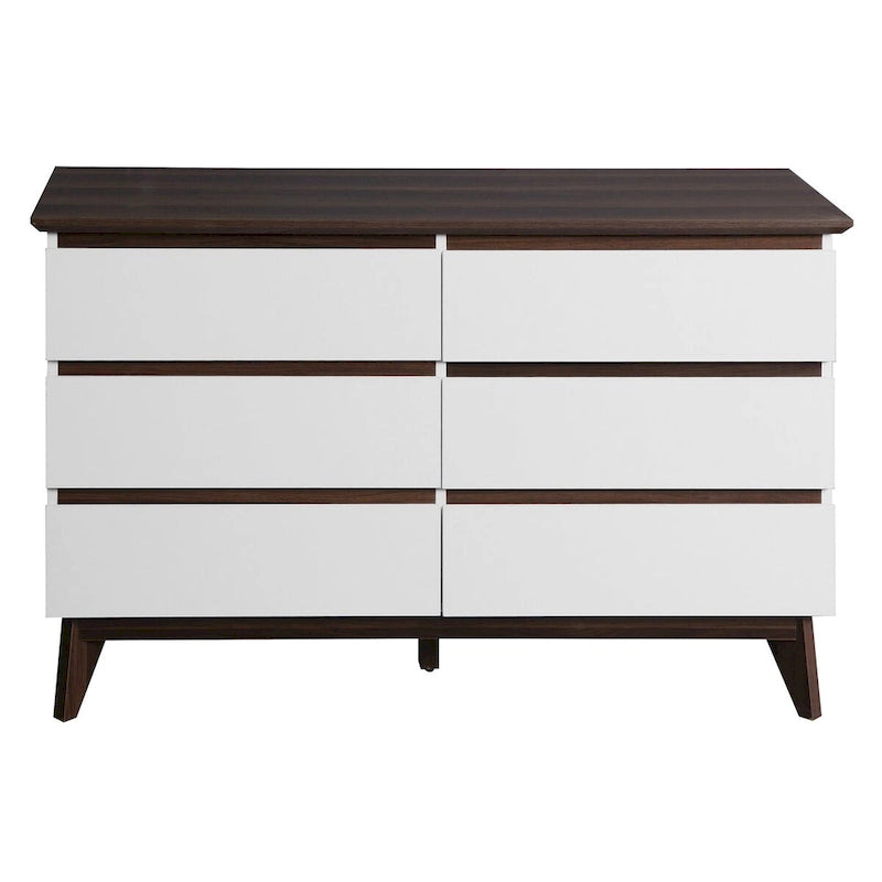 Commode double 6 tiroirs avec tiroirs larges, commode blanche pour chambre à coucher, commode de rangement en bois pour salon couloir