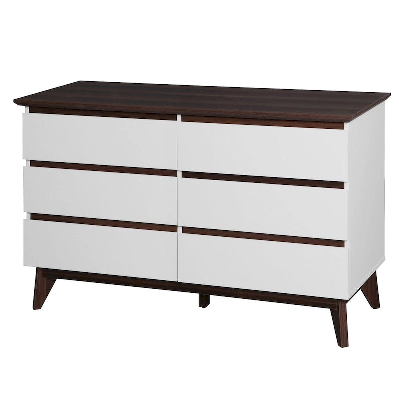 Commode double 6 tiroirs avec tiroirs larges, commode blanche pour chambre à coucher, commode de rangement en bois pour salon couloir